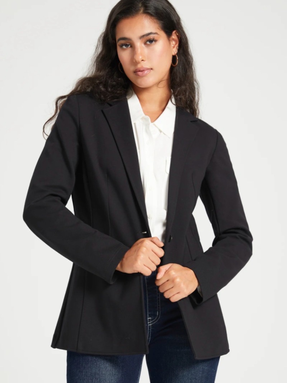 Classic Black Women's Blazer - Tailored Single-Button Jacket